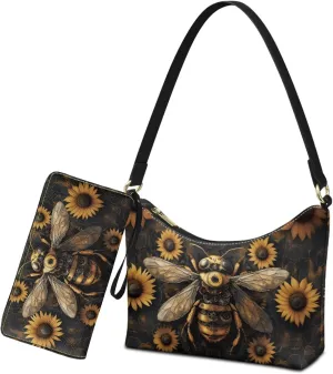 Womens Underarm Purse Top-Handle Shoulder Bag with Wallet Pu Leather Hobo Bag Purse Clutch Handbags
