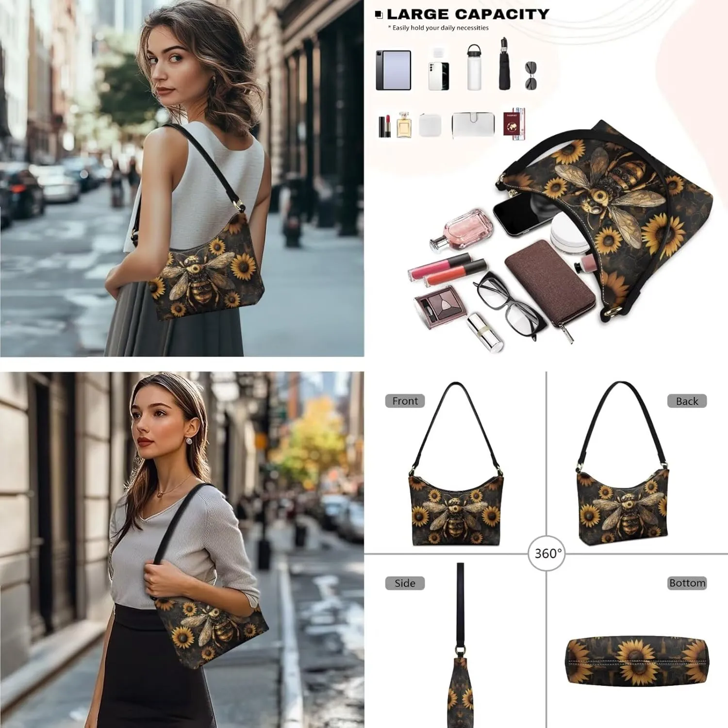 Womens Underarm Purse Top-Handle Shoulder Bag with Wallet Pu Leather Hobo Bag Purse Clutch Handbags