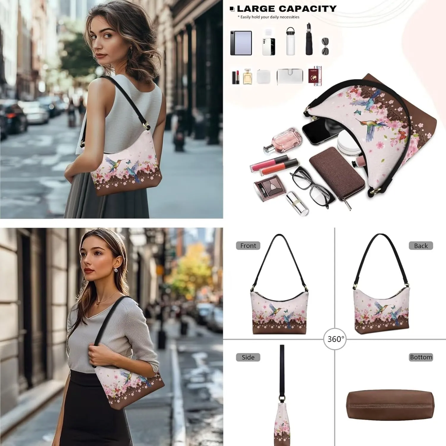 Womens Underarm Purse Top-Handle Shoulder Bag with Wallet Pu Leather Hobo Bag Purse Clutch Handbags