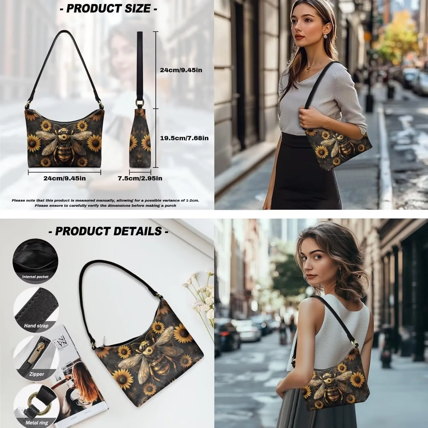 Womens Underarm Purse Top-Handle Shoulder Bag with Wallet Pu Leather Hobo Bag Purse Clutch Handbags