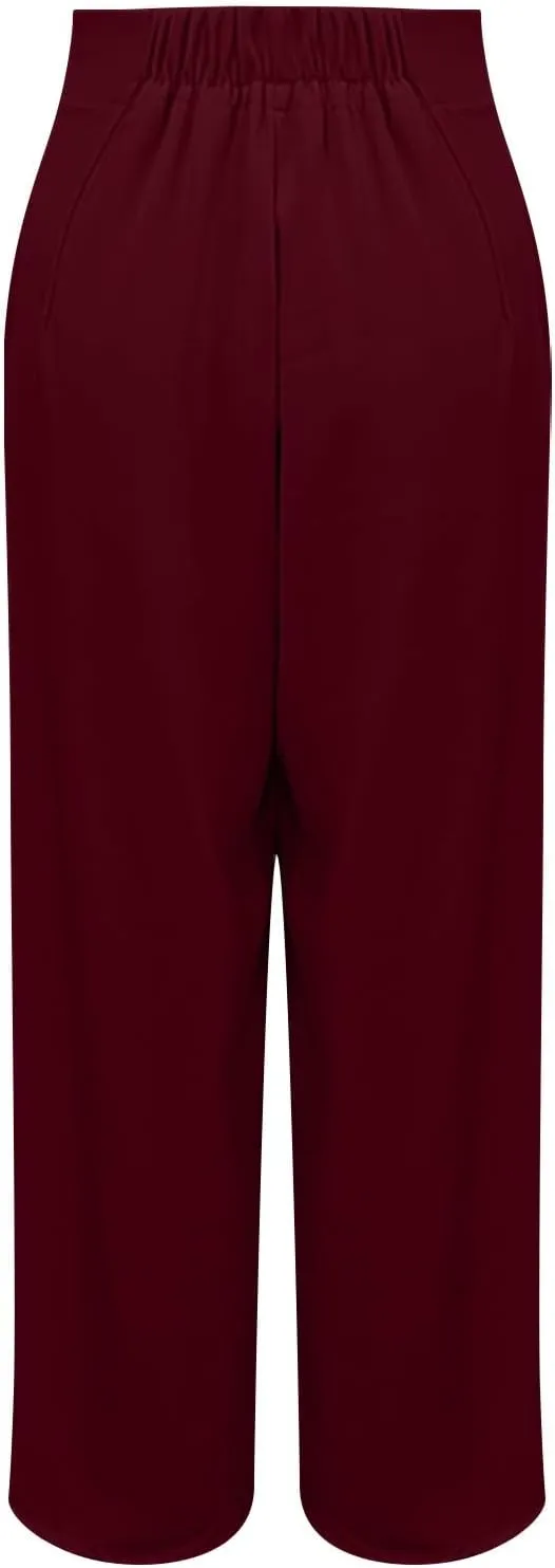 Work Pants Women High Waisted Stretch Wide Leg Dress Slacks Business Casual Suit Trousers Tummy Control Office Bottom