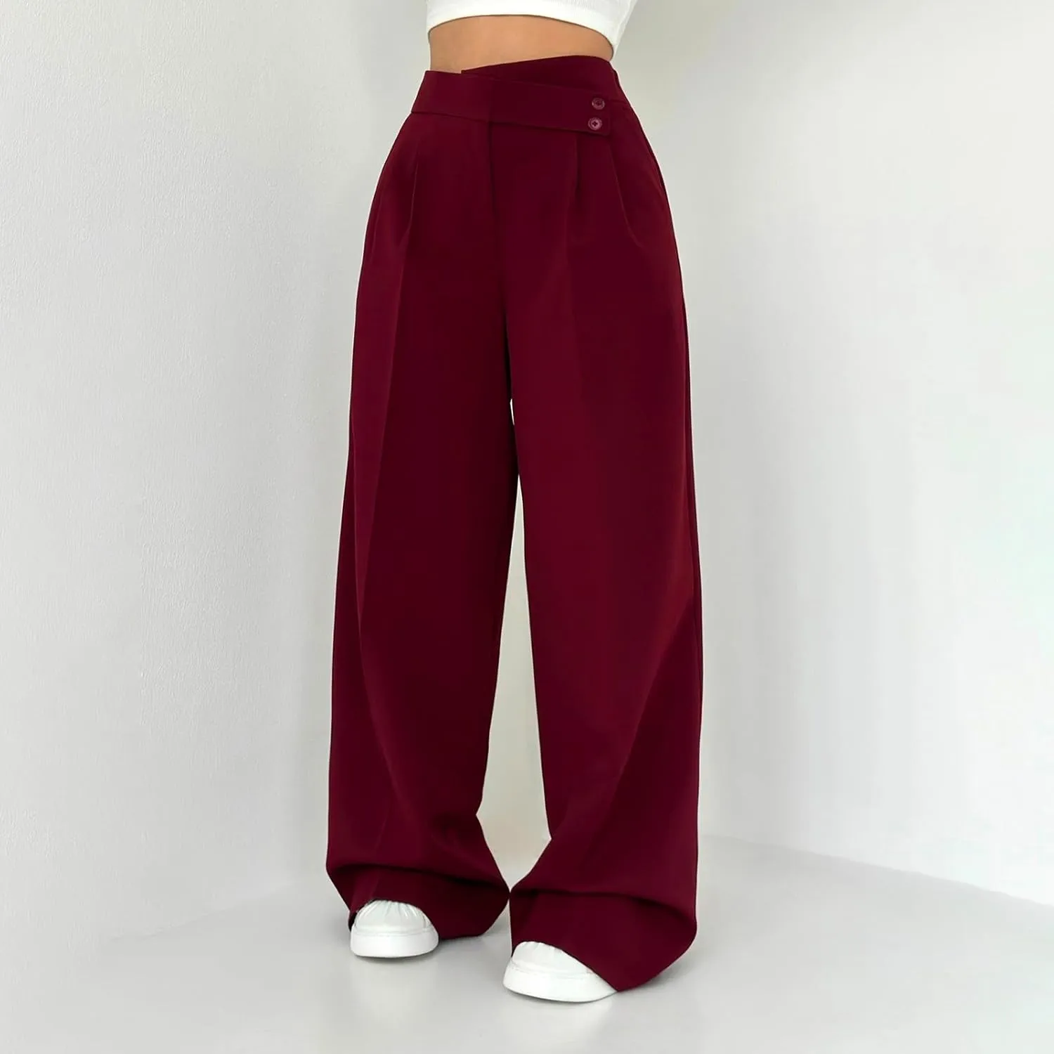 Work Pants Women High Waisted Stretch Wide Leg Dress Slacks Business Casual Suit Trousers Tummy Control Office Bottom