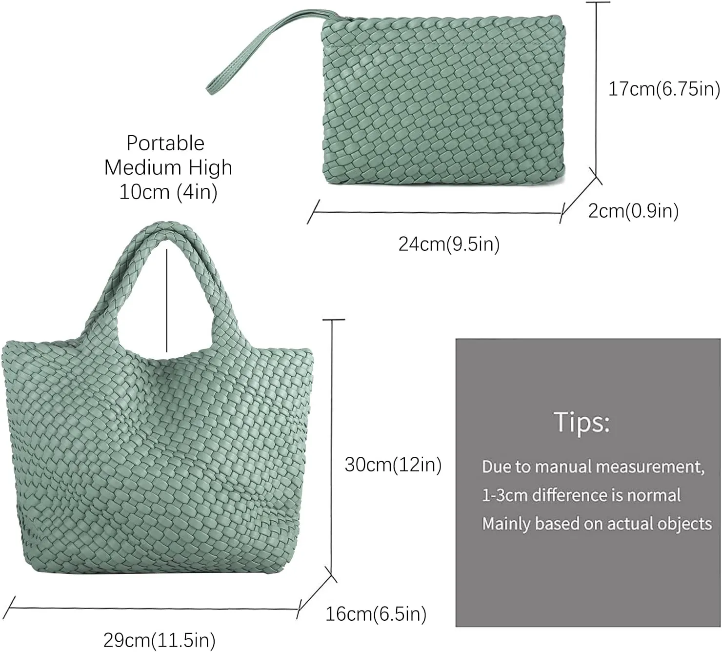 Woven Bag for Women Large Tote Bag with Clutch PU Leather Handwoven Beach Bag Satchel Handmade Casual Purses 2023