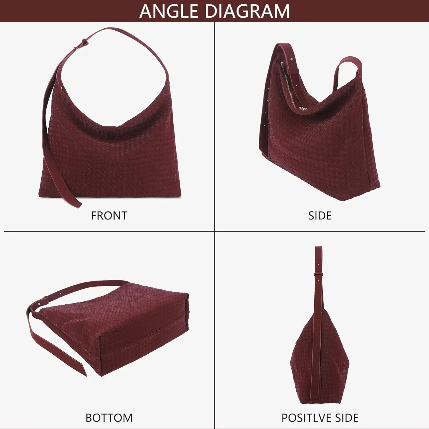 Woven Bag for Women, Vegan Leather Tote Bags Large Hobo Purses for Women Handmade Shoulder Bag with Adjustable Strap