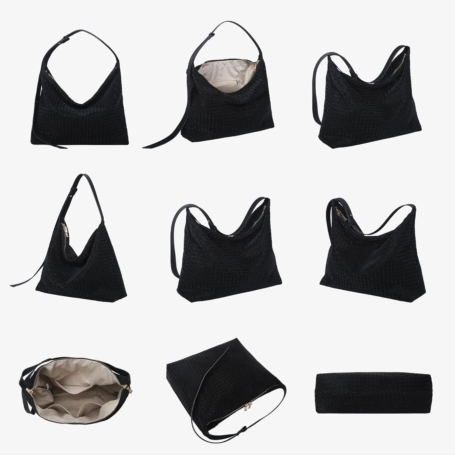 Woven Bag for Women, Vegan Leather Tote Bags Large Hobo Purses for Women Handmade Shoulder Bag with Adjustable Strap