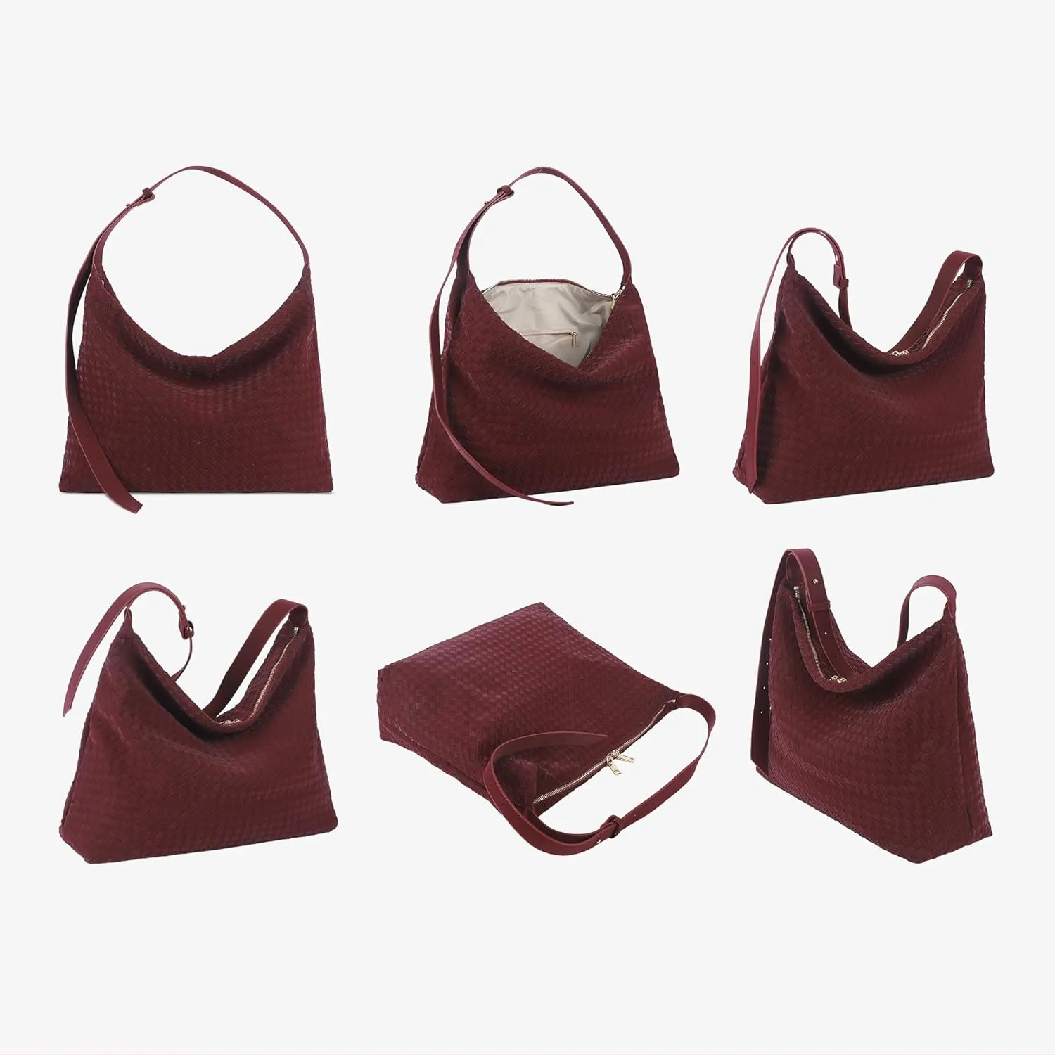 Woven Bag for Women, Vegan Leather Tote Bags Large Hobo Purses for Women Handmade Shoulder Bag with Adjustable Strap