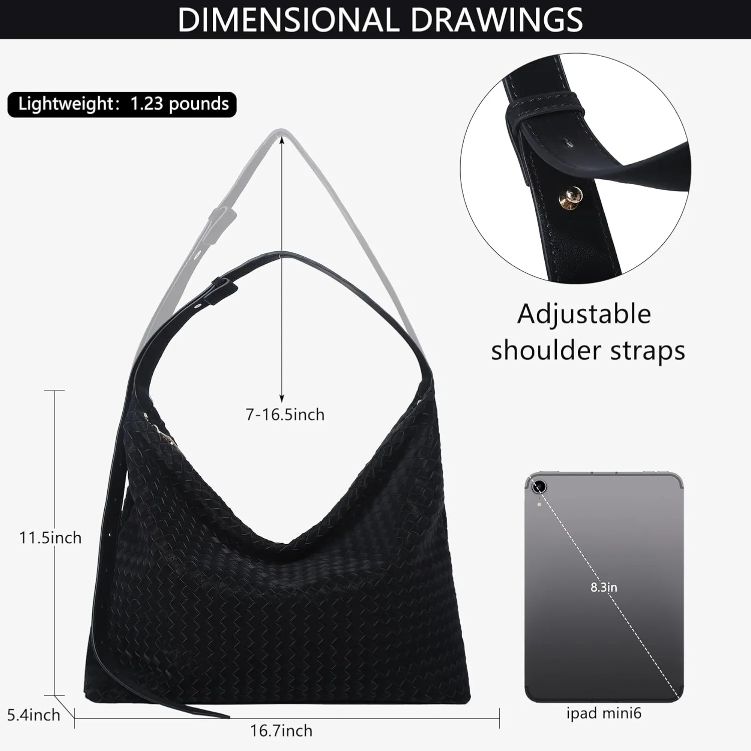 Woven Bag for Women, Vegan Leather Tote Bags Large Hobo Purses for Women Handmade Shoulder Bag with Adjustable Strap