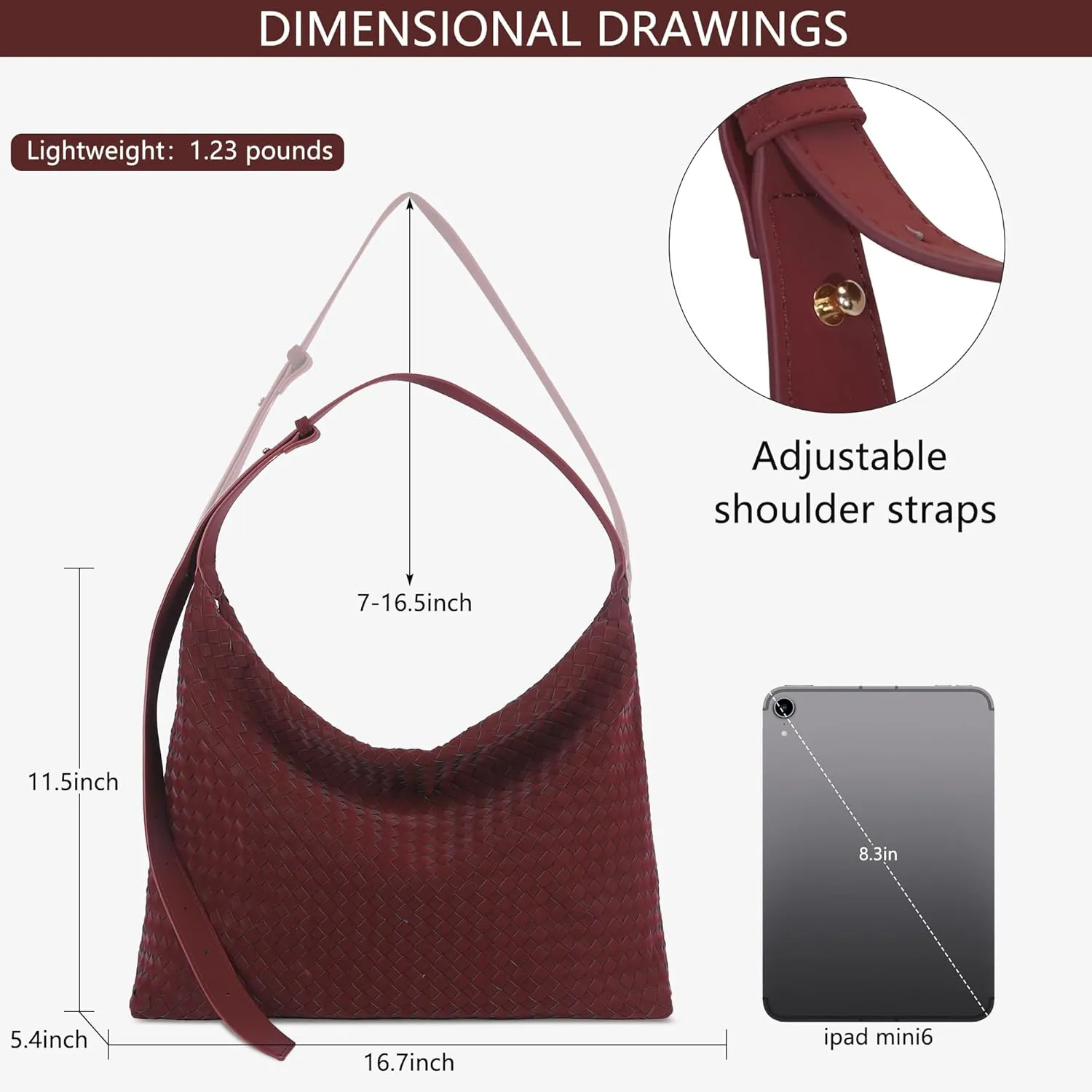 Woven Bag for Women, Vegan Leather Tote Bags Large Hobo Purses for Women Handmade Shoulder Bag with Adjustable Strap