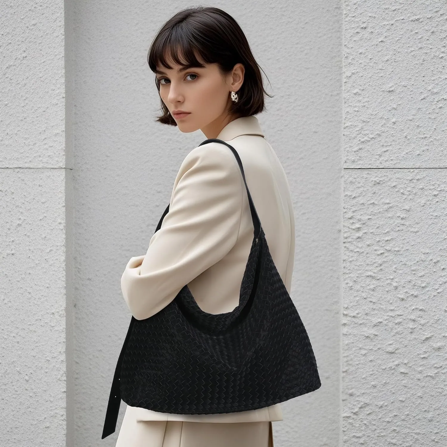 Woven Bag for Women, Vegan Leather Tote Bags Large Hobo Purses for Women Handmade Shoulder Bag with Adjustable Strap
