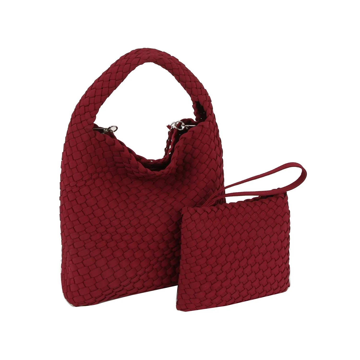 Woven Chic Hobo Bag with Matching Pouch