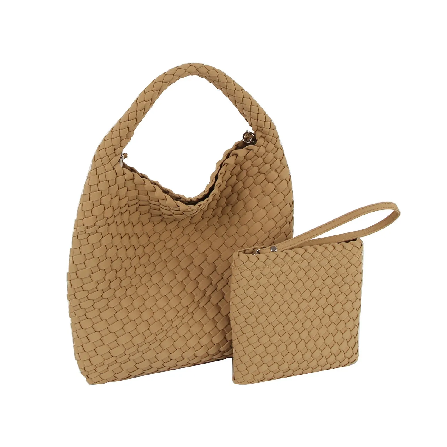 Woven Chic Hobo Bag with Matching Pouch