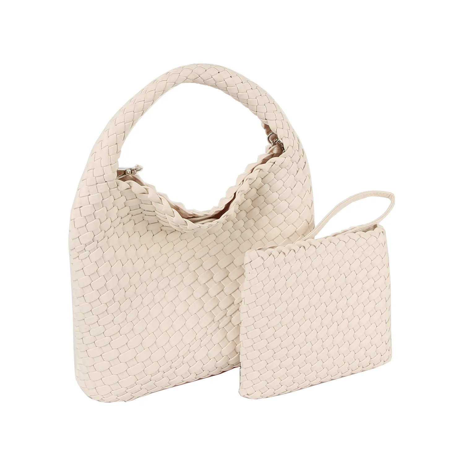 Woven Chic Hobo Bag with Matching Pouch