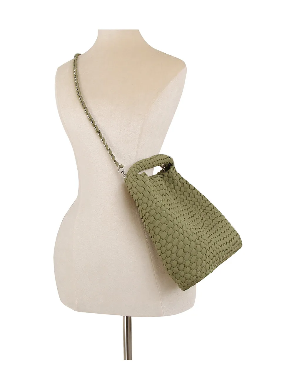 Woven Chic Hobo Bag with Matching Pouch