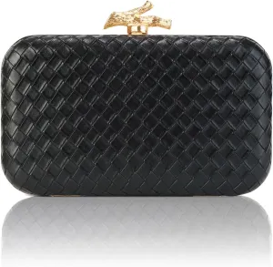 Woven Clutch Purse for Women Designer Evening Wedding Party Handbags Elegant PU Leather shoulder Bag