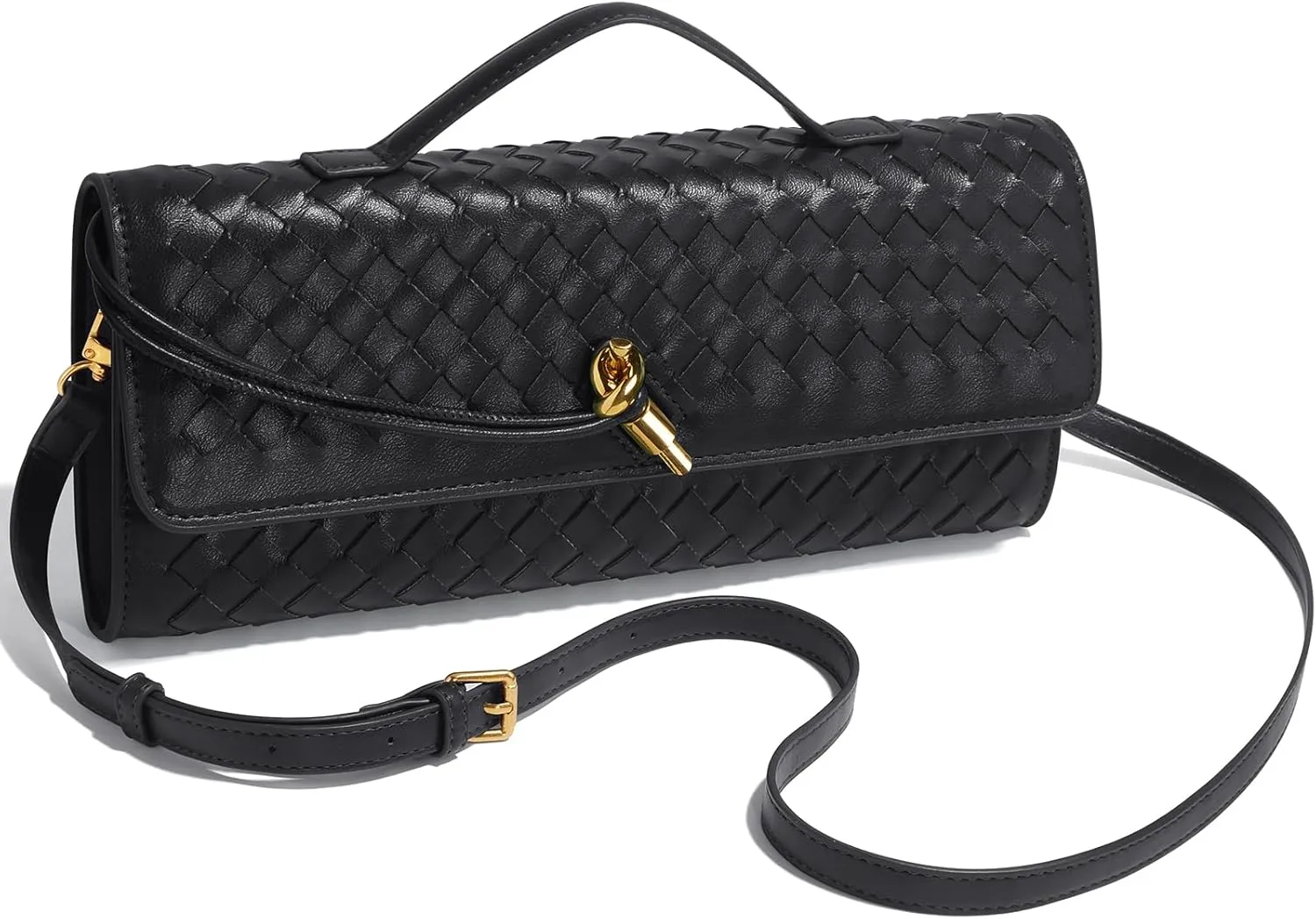 Woven Clutch Purses for Women, Formal Satchel Leather Evening Bag Shoulder Handbag