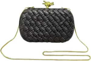 Woven Evening Bag Clutch Purse for Women Knot Woven Leather Crossbody Bag for Wedding Party Prom
