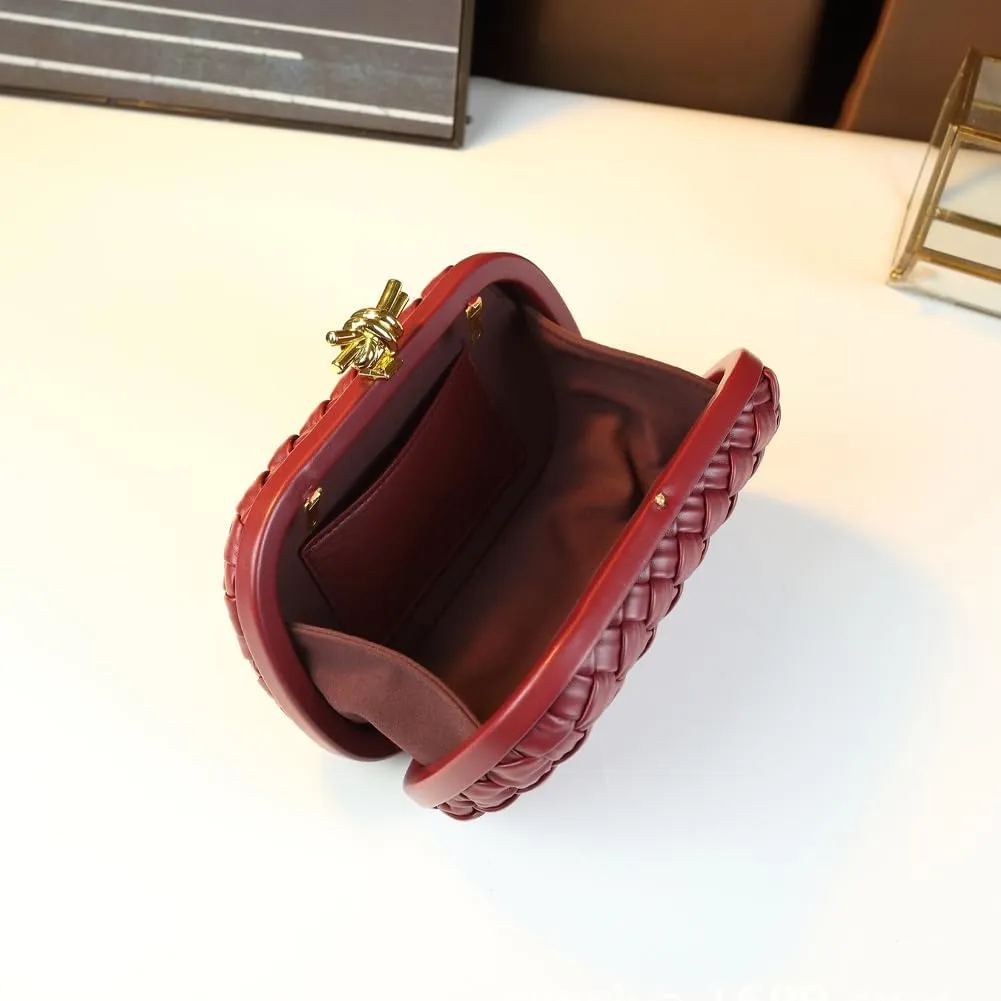 Woven Evening Bag Clutch Purse for Women Knot Woven Leather Crossbody Bag for Wedding Party Prom