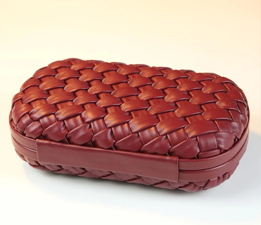 Woven Evening Bag Clutch Purse for Women Knot Woven Leather Crossbody Bag for Wedding Party Prom