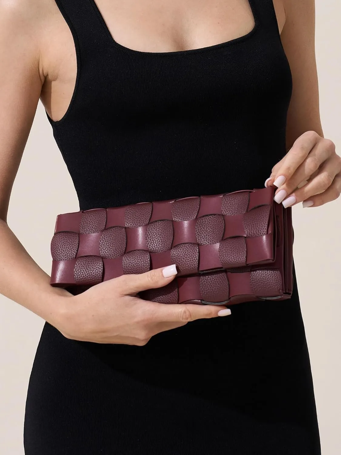 Woven Evening Clutch Purses for Women, PU Crossbody Shoulder Purse Handbag for Evening, Formal Events, Wedding, Party