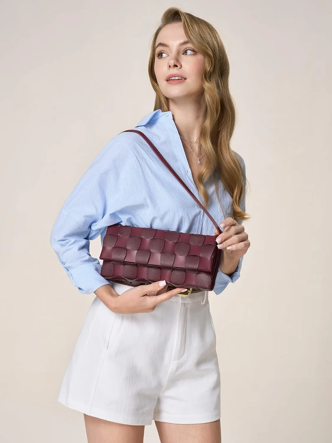 Woven Evening Clutch Purses for Women, PU Crossbody Shoulder Purse Handbag for Evening, Formal Events, Wedding, Party