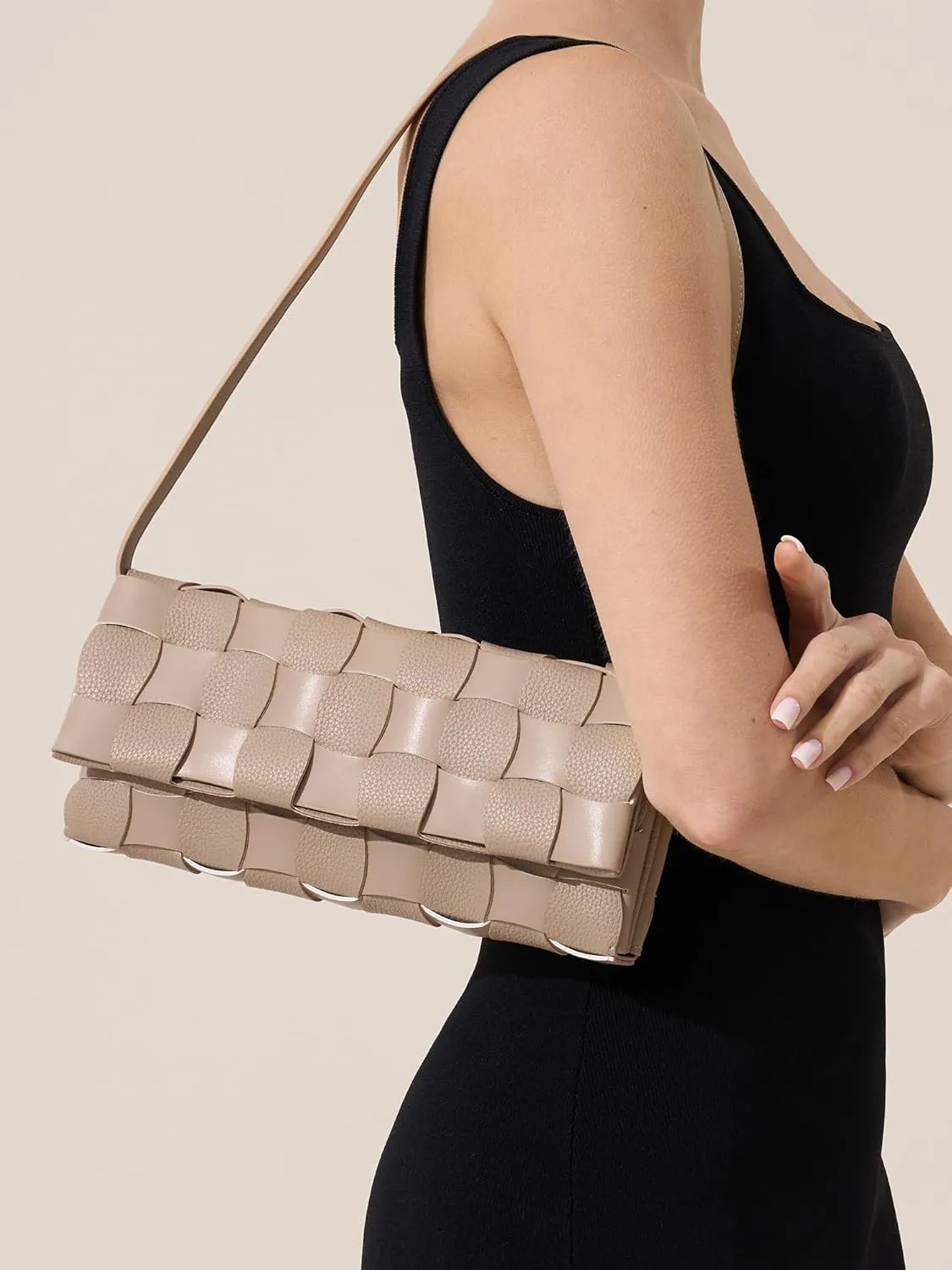 Woven Evening Clutch Purses for Women, PU Crossbody Shoulder Purse Handbag for Evening, Formal Events, Wedding, Party