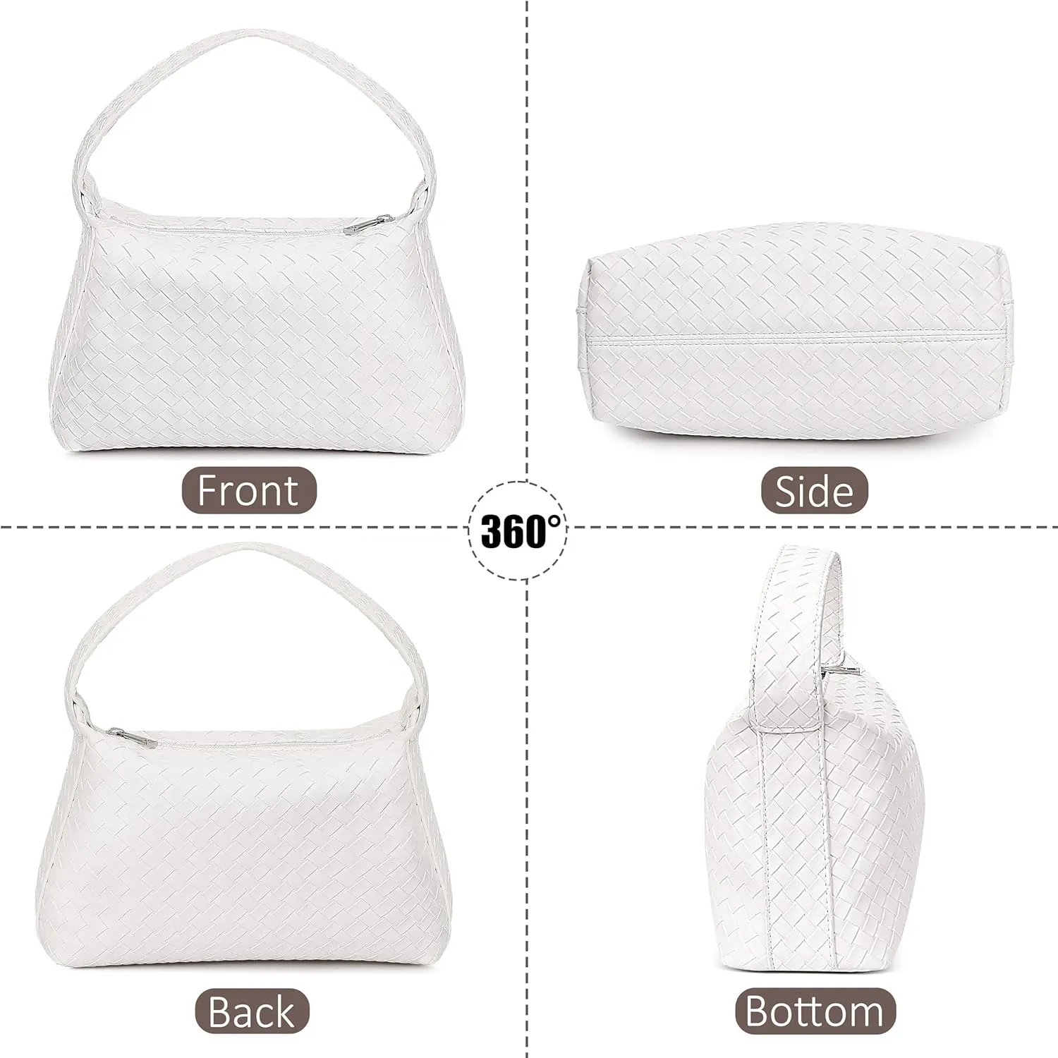Woven Purse for Women,Small Woven Texture Hobo Dumpling Bag,Trendys Vegan Leather Handbag,Holiday Shoulder Bag Gift