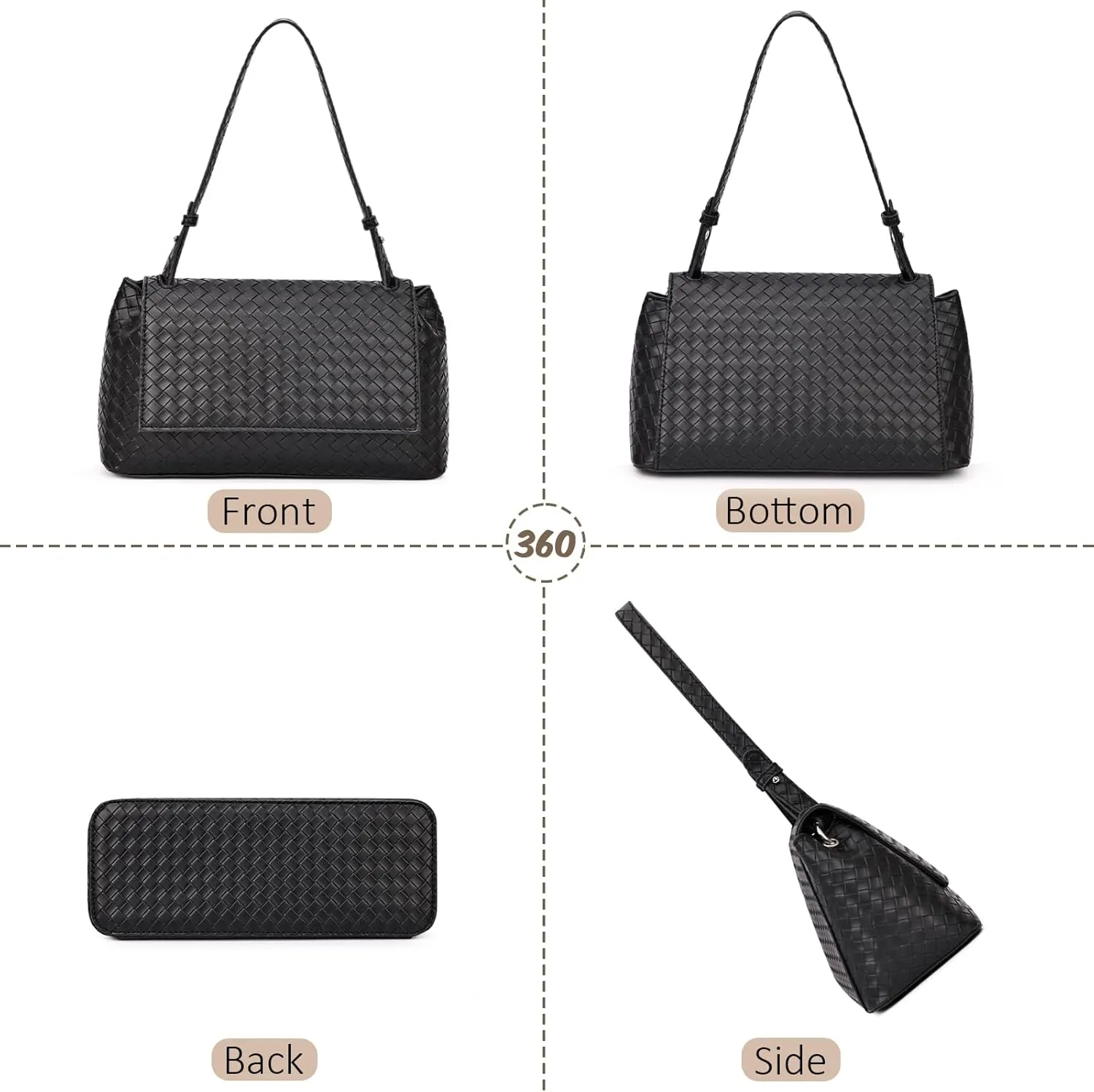 Woven Purse for Women,Small Woven Texture Hobo Dumpling Bag,Trendys Vegan Leather Handbag,Holiday Shoulder Bag Gift
