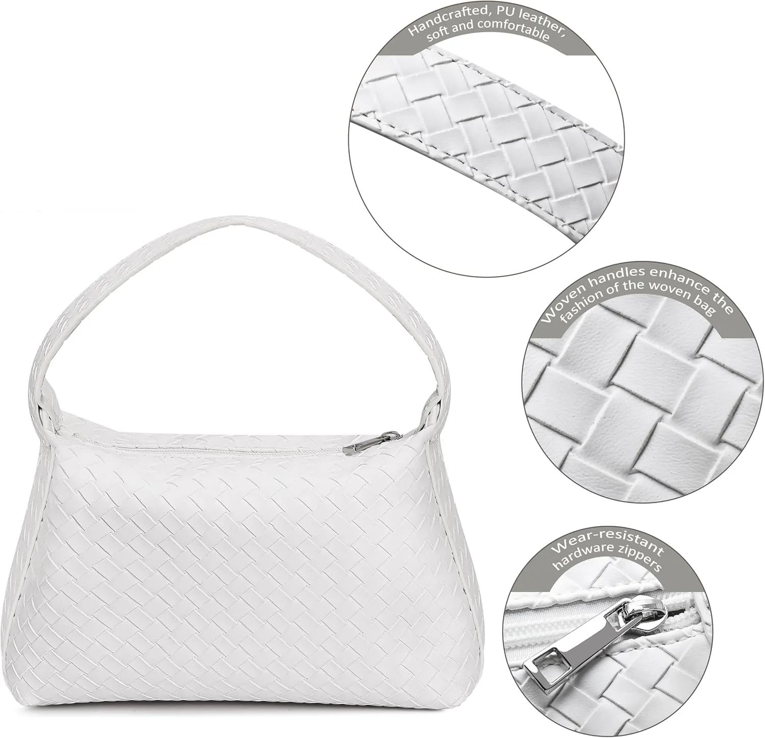 Woven Purse for Women,Small Woven Texture Hobo Dumpling Bag,Trendys Vegan Leather Handbag,Holiday Shoulder Bag Gift