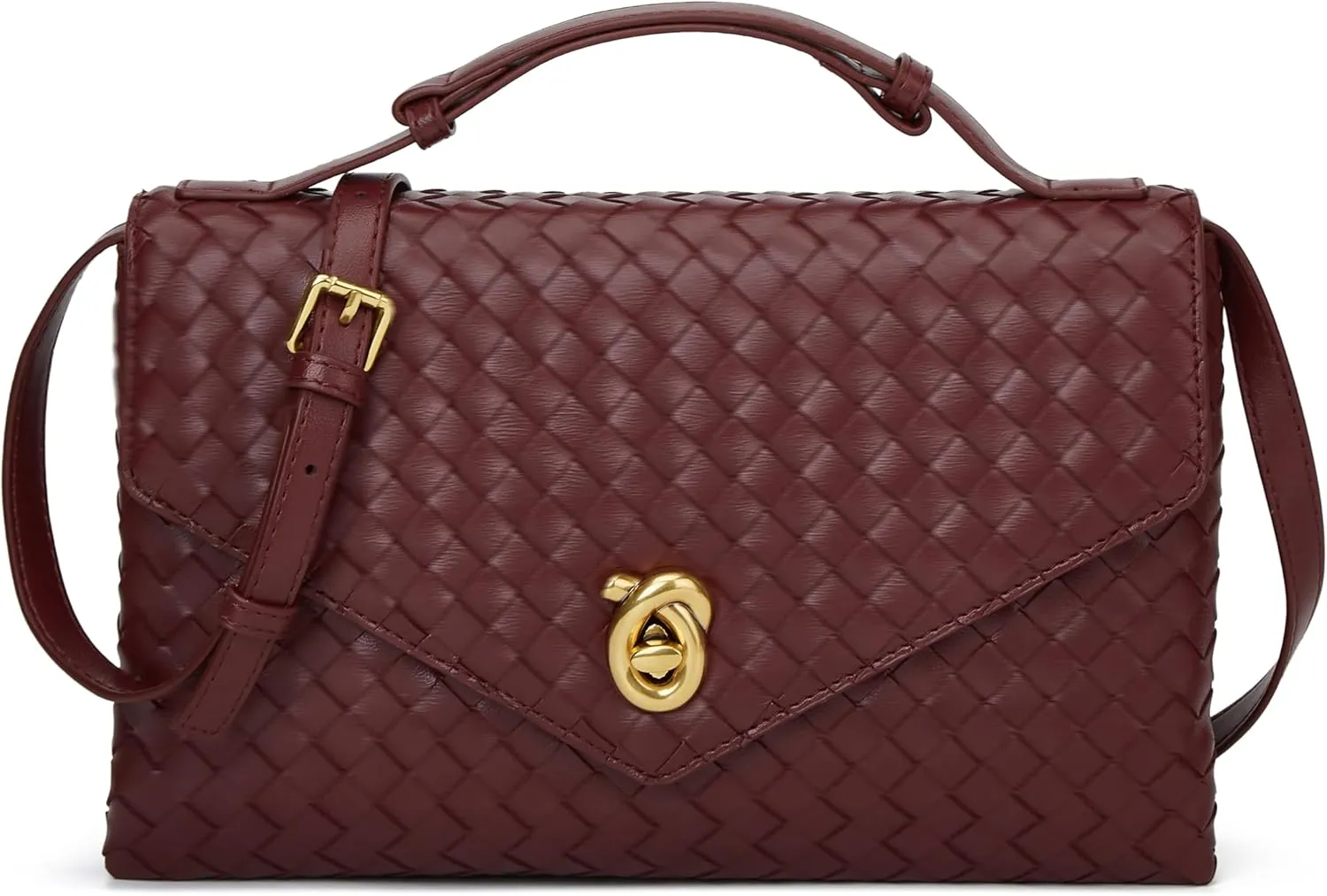 Woven Purses for Women Elegant PU Leather Woven Top-handle Bag Tote Crossbody Shoulder Bag for Work Vacation