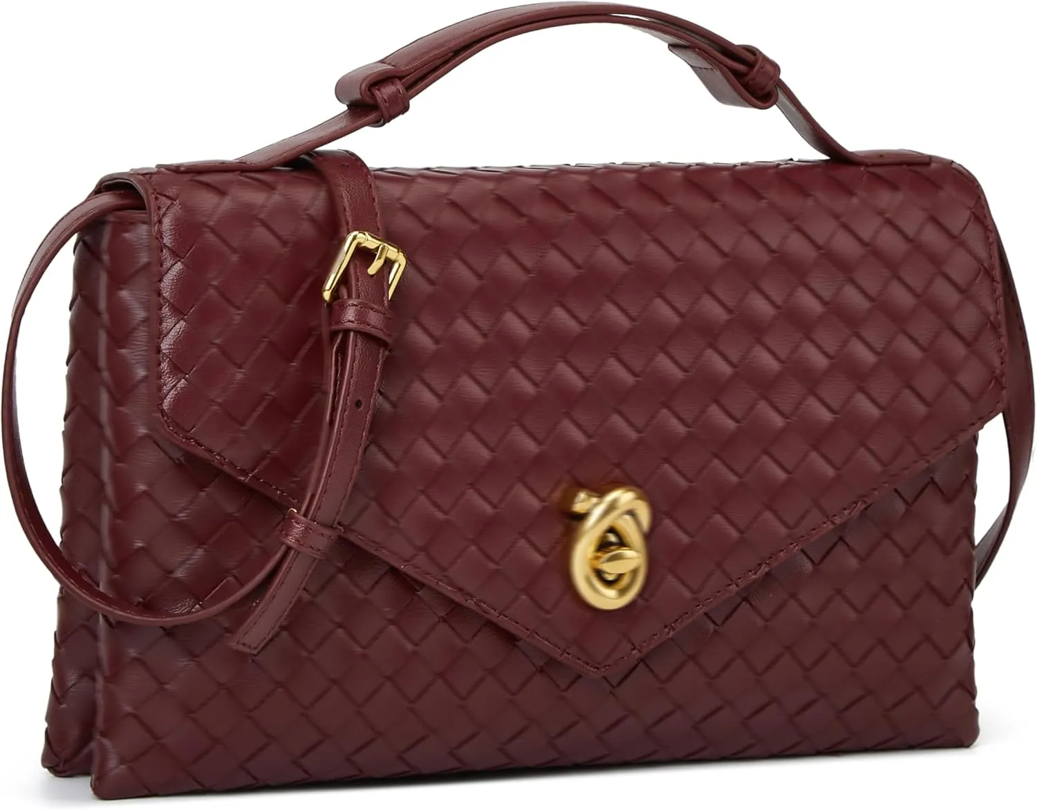 Woven Purses for Women Elegant PU Leather Woven Top-handle Bag Tote Crossbody Shoulder Bag for Work Vacation