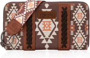 Wrangler Wallet Purse for Women Western Aztec Clutch Wristlet Wallet with Credit Card Holder