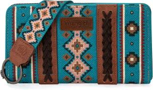 Wrangler Wallet Purse for Women Western Aztec Clutch Wristlet Wallet with Credit Card Holder