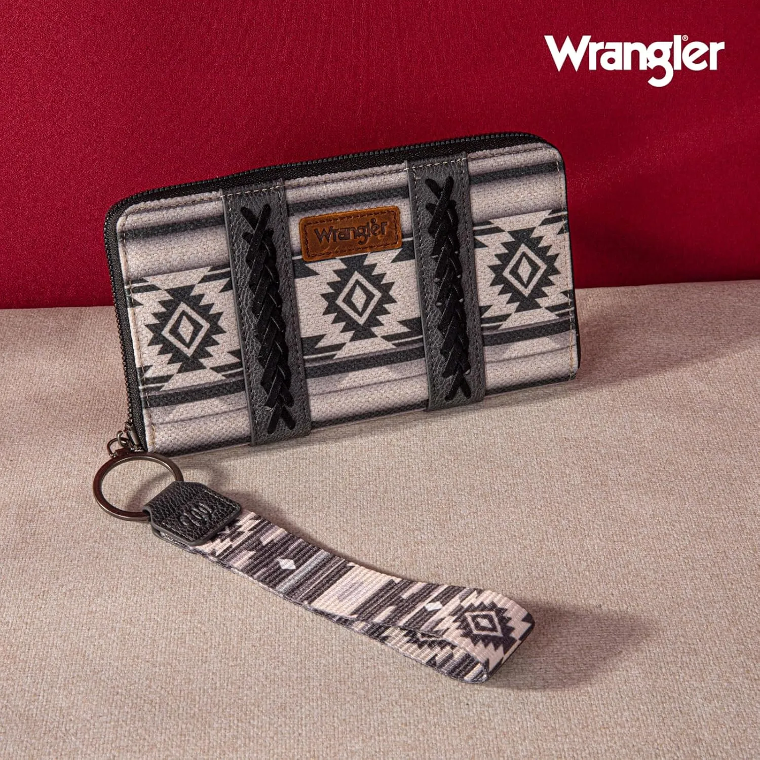 Wrangler Wallet Purse for Women Western Aztec Clutch Wristlet Wallet with Credit Card Holder