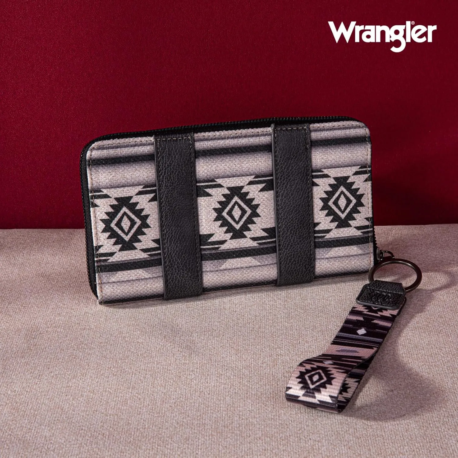 Wrangler Wallet Purse for Women Western Aztec Clutch Wristlet Wallet with Credit Card Holder