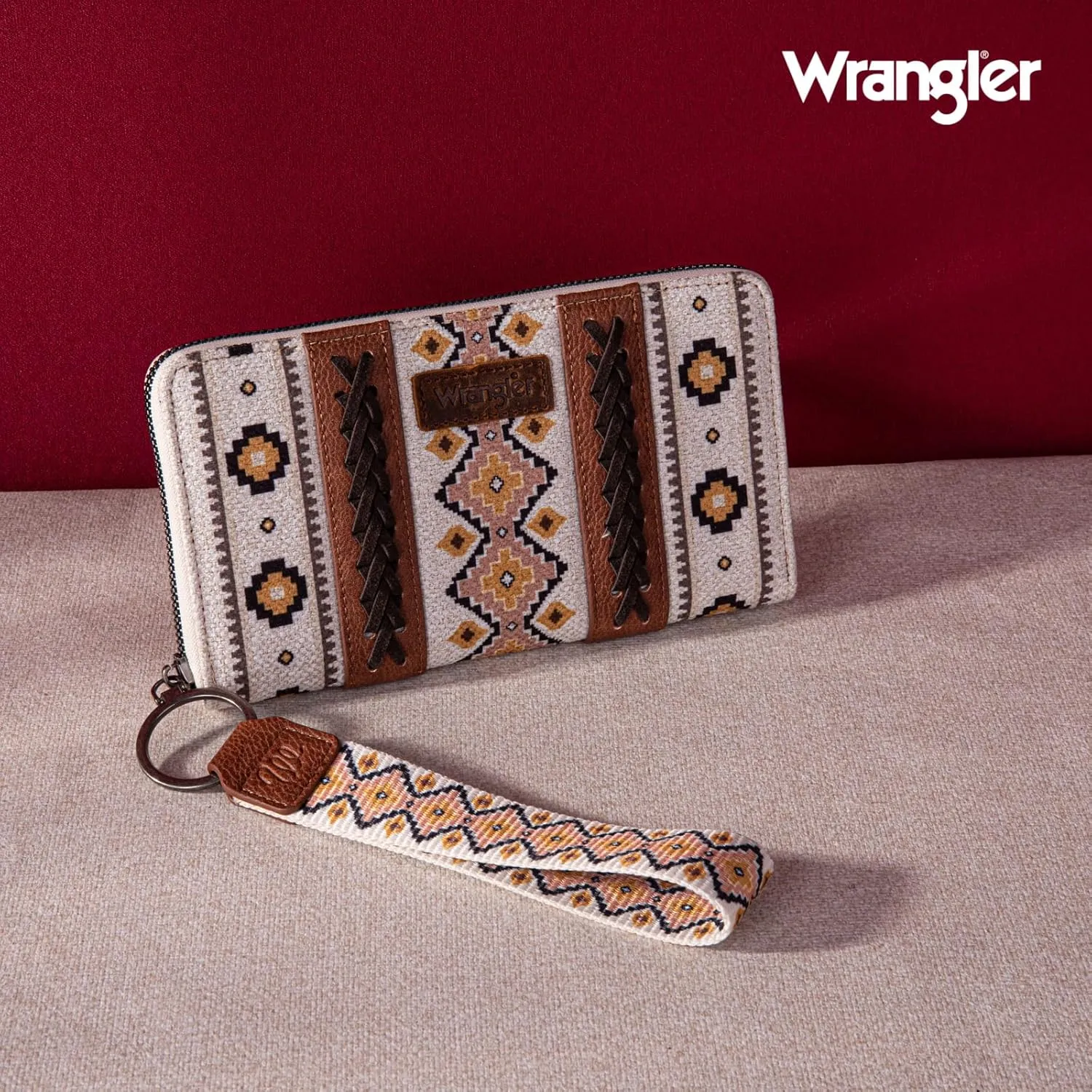 Wrangler Wallet Purse for Women Western Aztec Clutch Wristlet Wallet with Credit Card Holder
