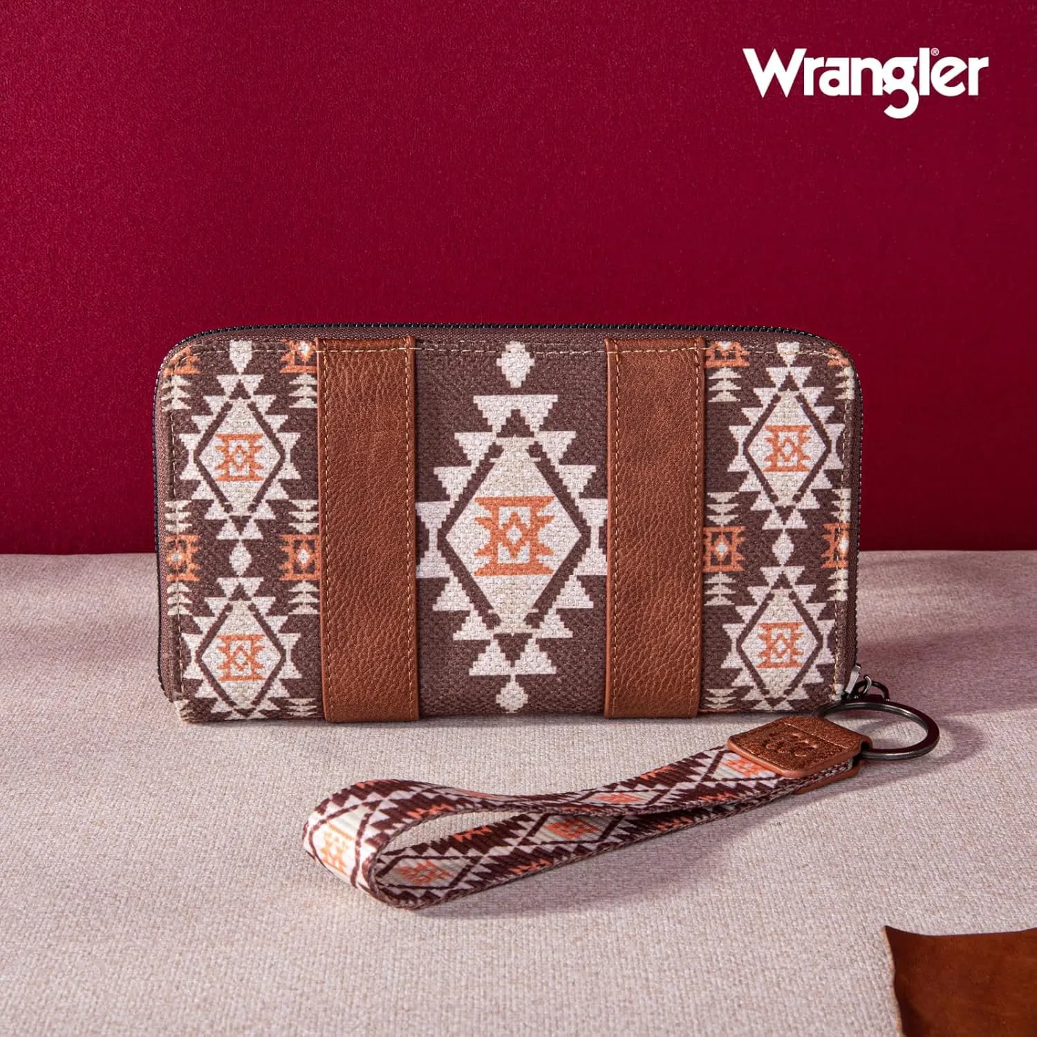 Wrangler Wallet Purse for Women Western Aztec Clutch Wristlet Wallet with Credit Card Holder