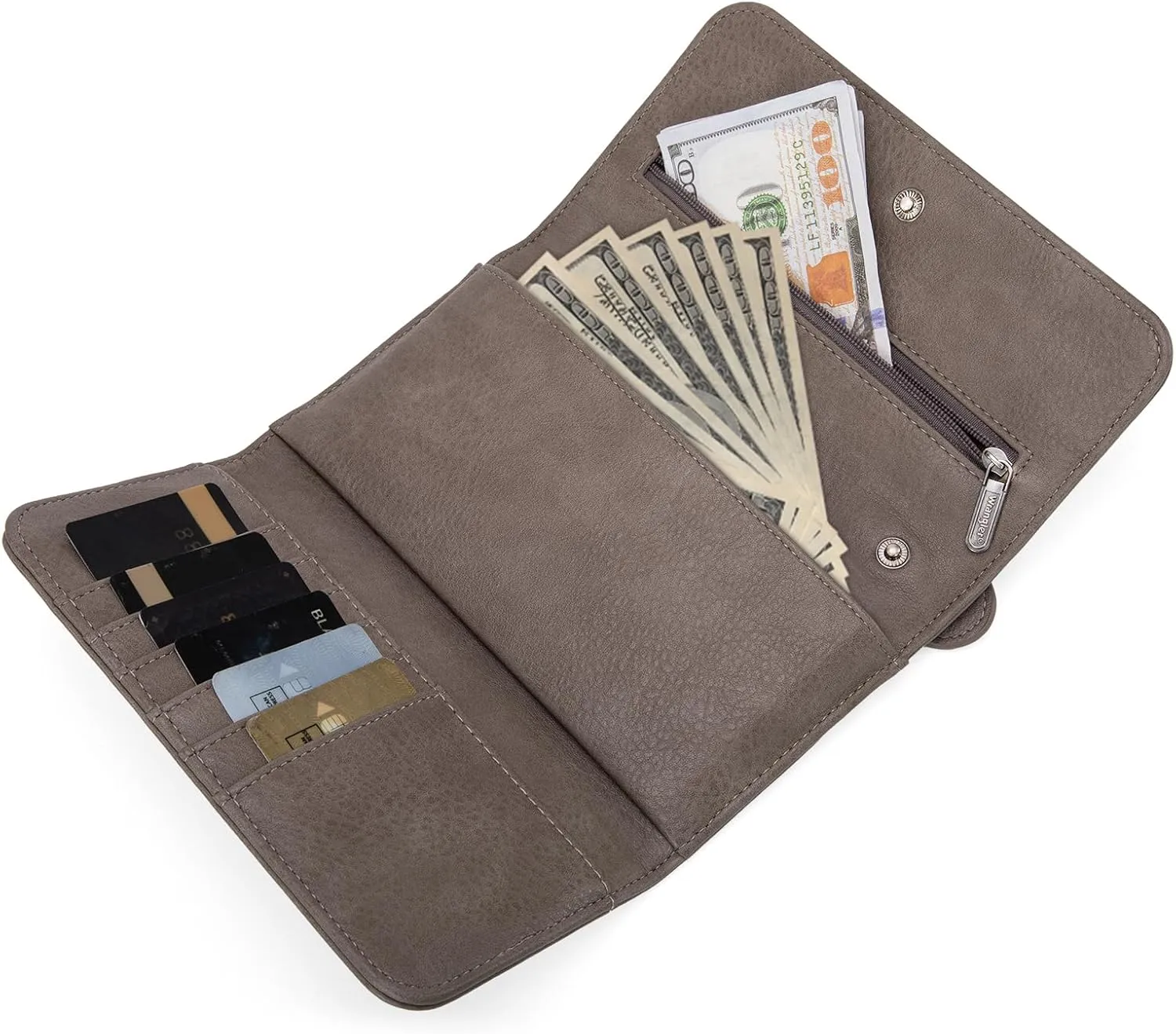 Wrangler Womens Clutch Wallets Compact Tifold Ladies Wallets 2024 Rfid Blocking with Top-handle and Coin Purse Gifts for Women