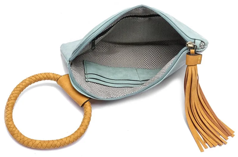 Wristlet Tassle Clutch - Turquoise