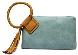 Wristlet Tassle Clutch - Turquoise