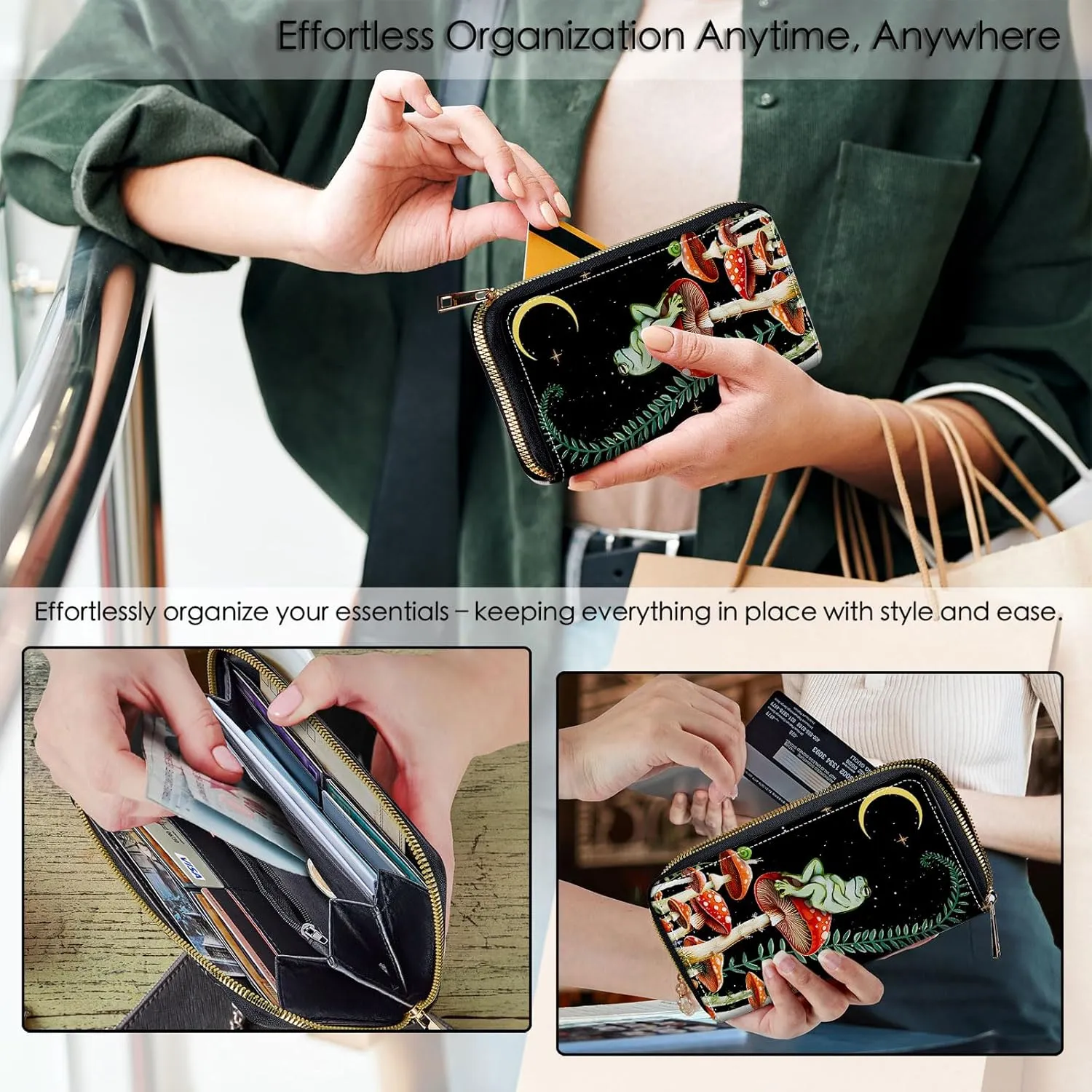 Wristlet Wallets For Women With Card Holder Zipper Pocket,Slim PU Leather women's Wallet Clutch