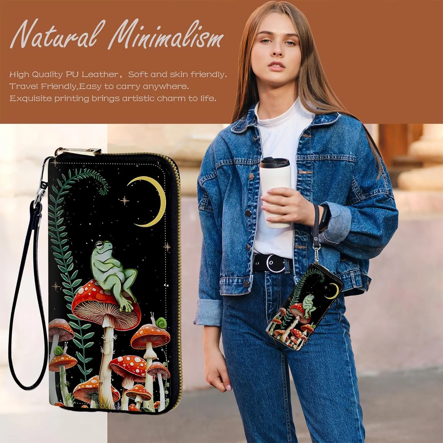 Wristlet Wallets For Women With Card Holder Zipper Pocket,Slim PU Leather women's Wallet Clutch