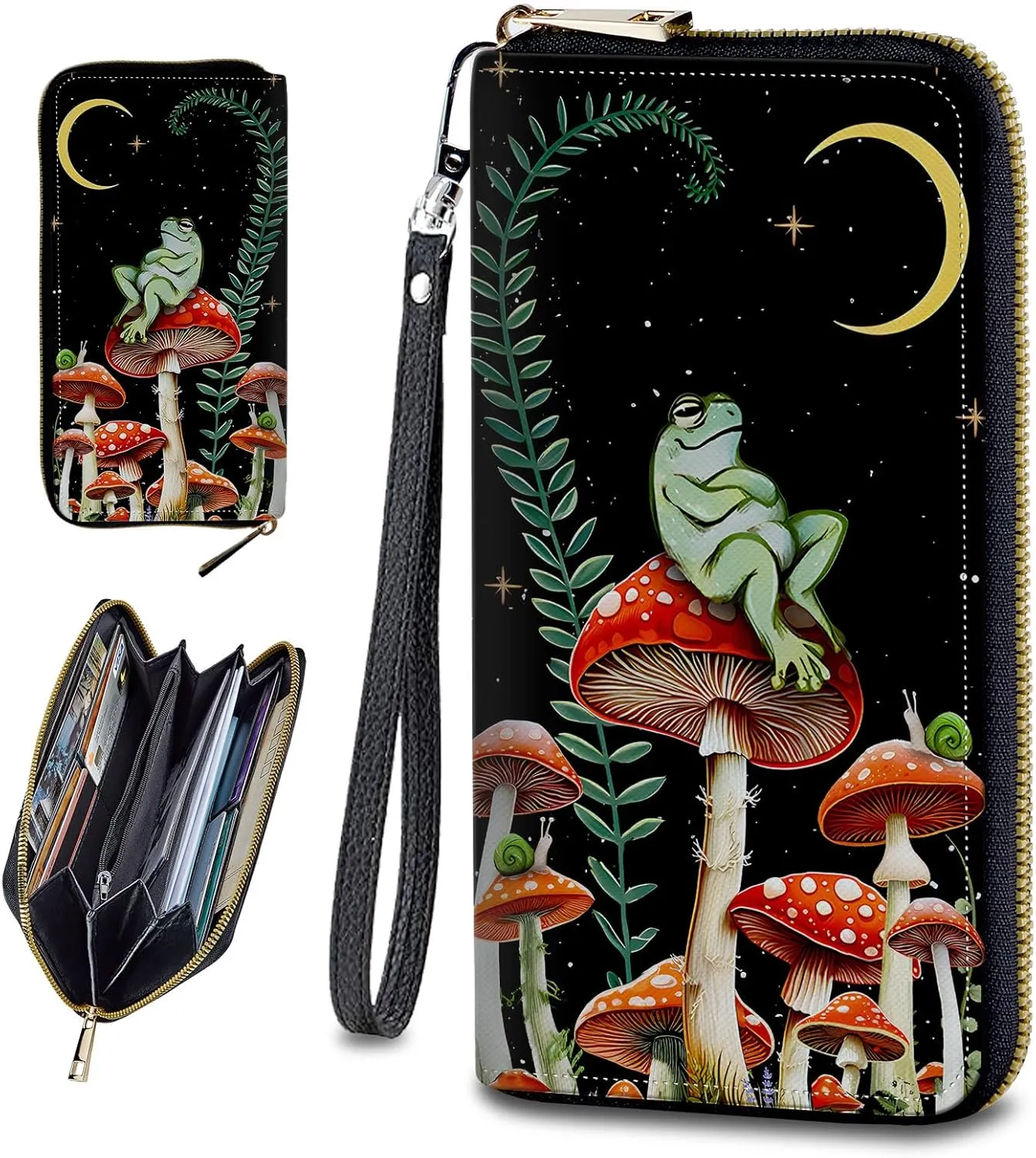 Wristlet Wallets For Women With Card Holder Zipper Pocket,Slim PU Leather women's Wallet Clutch