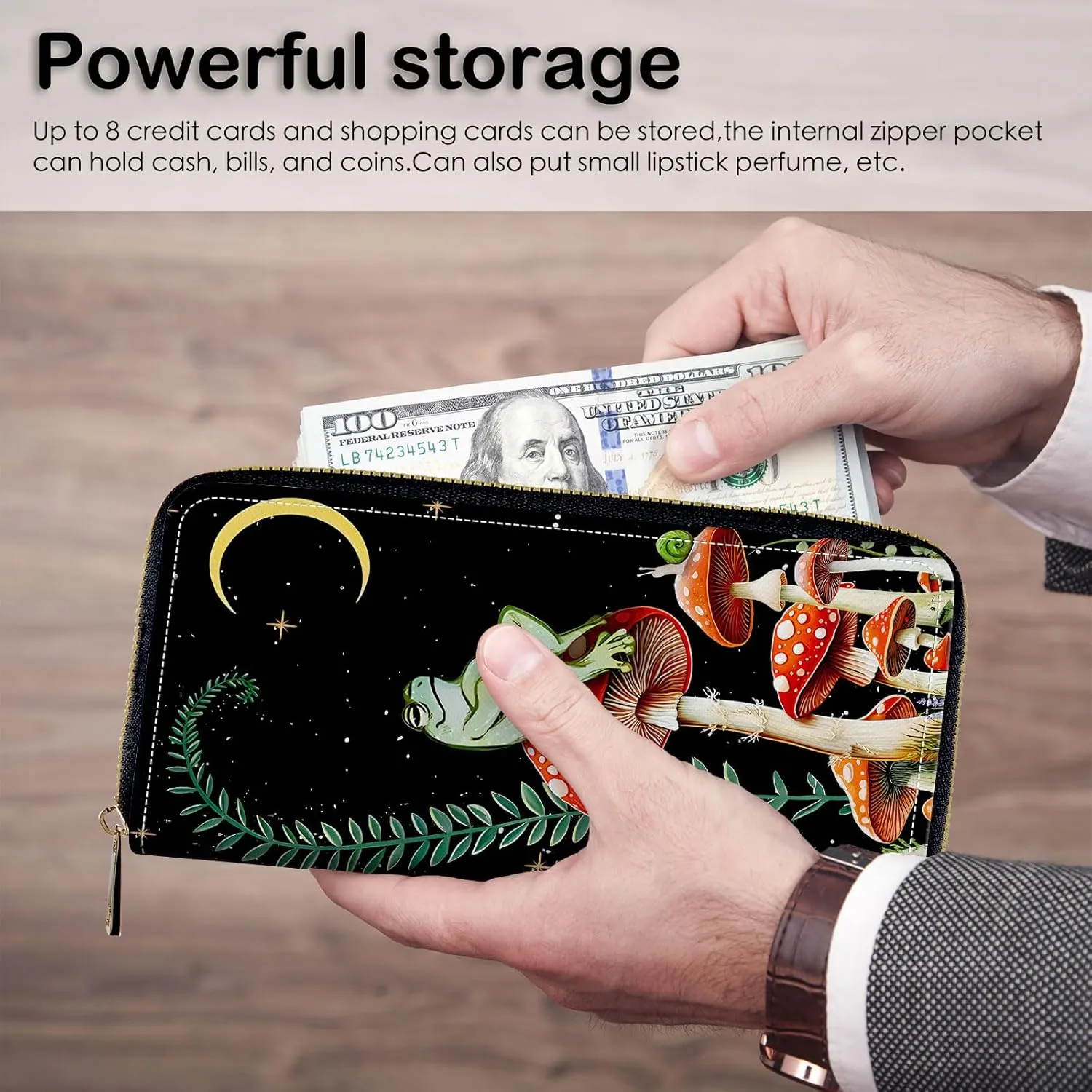 Wristlet Wallets For Women With Card Holder Zipper Pocket,Slim PU Leather women's Wallet Clutch