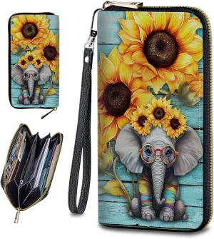 Wristlet Wallets For Women With Card Holder Zipper Pocket,Slim PU Leather women's Wallet Clutch