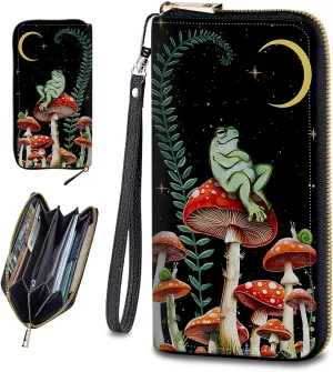 Wristlet Wallets For Women With Card Holder Zipper Pocket,Slim PU Leather women's Wallet Clutch
