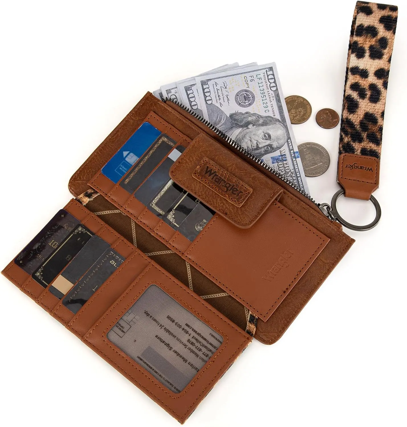 X Wrangler Brown Wristlet Wallet Minimalist Clutch Womens Wallet Rfid Card Cases & Money Organizers with Coin Purse and Smooth Zipper