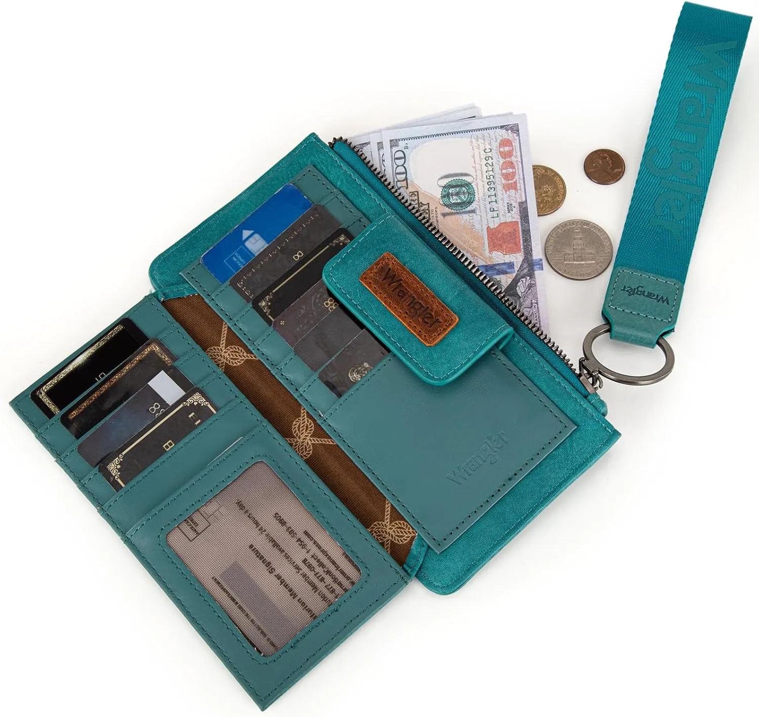 X Wrangler Wallet for Women Ladies Female Card Cases & Money Organizers Wristlet with Wallet Large Clutch with Coin Purse Smooth Zipper and Rfid Lining