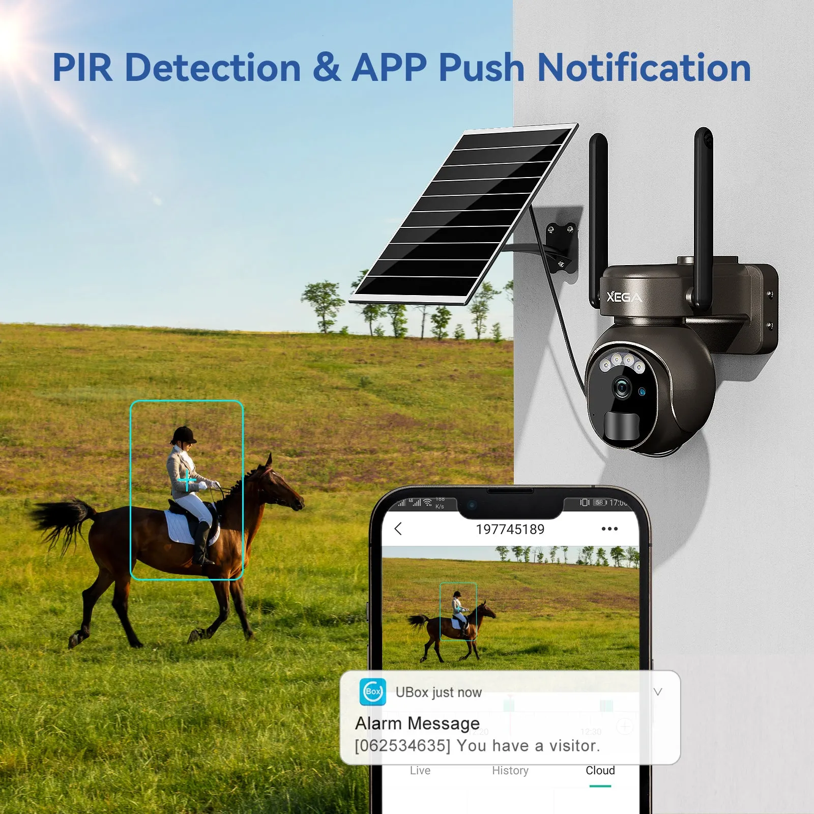 Xega 3G/4G LTE Security Camera No WiFi with SIM Card 2K Super HD Solar Powered Wireless Outdoor 4G Security Camera PIR Motion Sensor Night Vision 2 Way Talk.