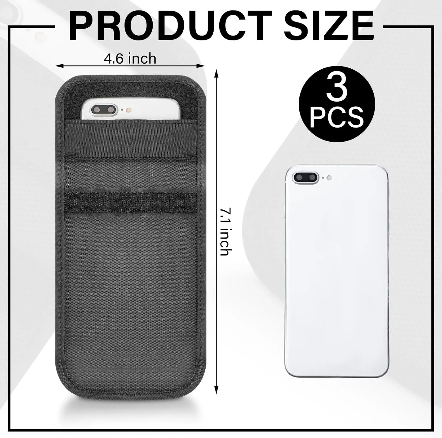 Xuhal 3 Pcs Faraday Bag Security Pouch Smartphone Sleeve Weatherproof Nylon Signal Blocking Device 7.1 x 4.6 Inch Phone Pouch Fits Most Cell Phones(Dark Gray)