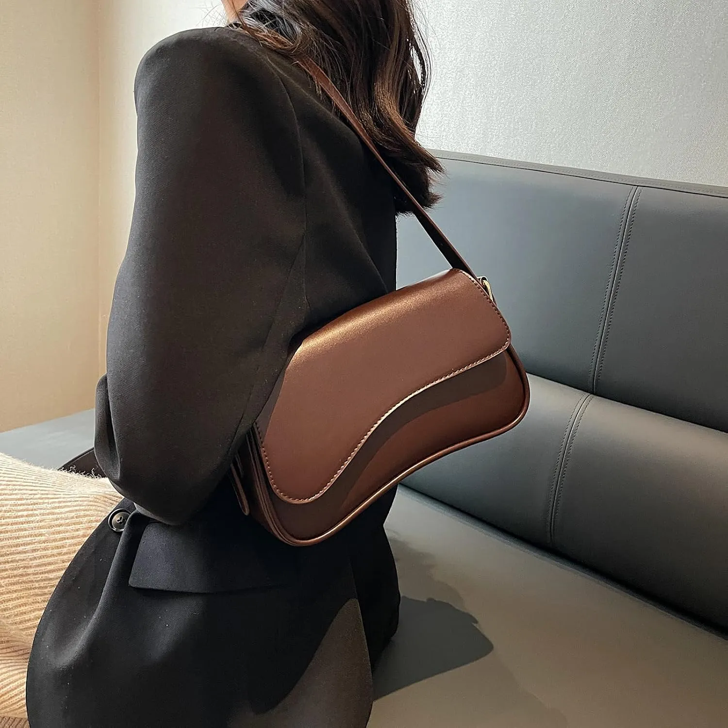 Y2K Retro Shoulder Bag for Women, Crossbody Clutch with 2 Removable Straps